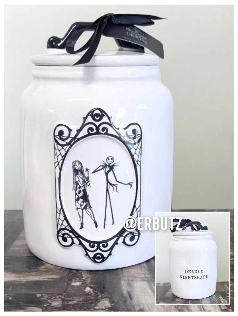 Rae Dunn x Disney Nightmare Before Christmas DEADLY NIGHTSHADE Canister, Large